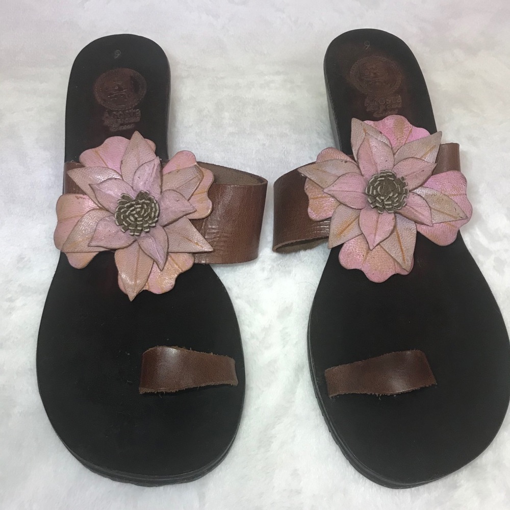 Vintage Artisan Womens Sandals Brown Pink Size 9